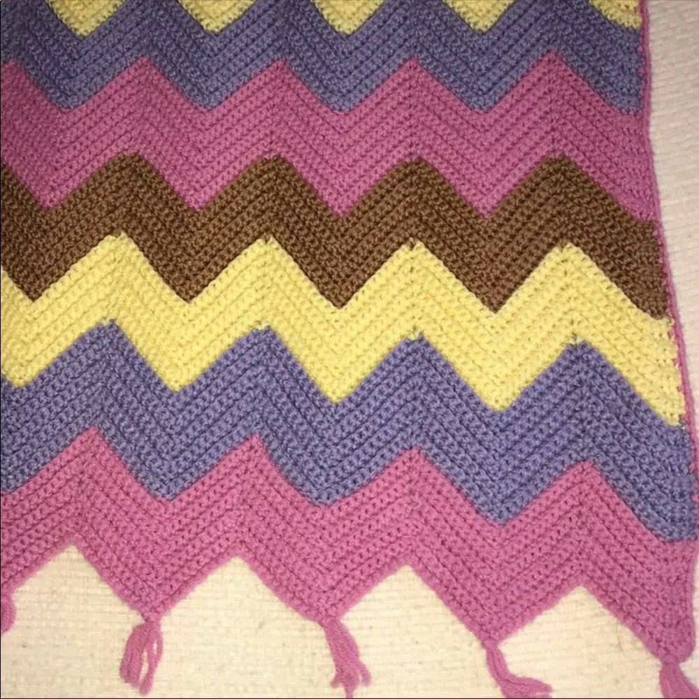 Vintage Crochet Afghan Throw Blanket